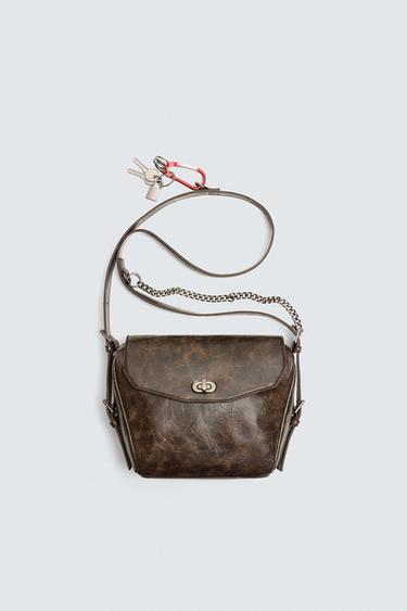 Zara CHAIN CROSSBODY BAG - Brown