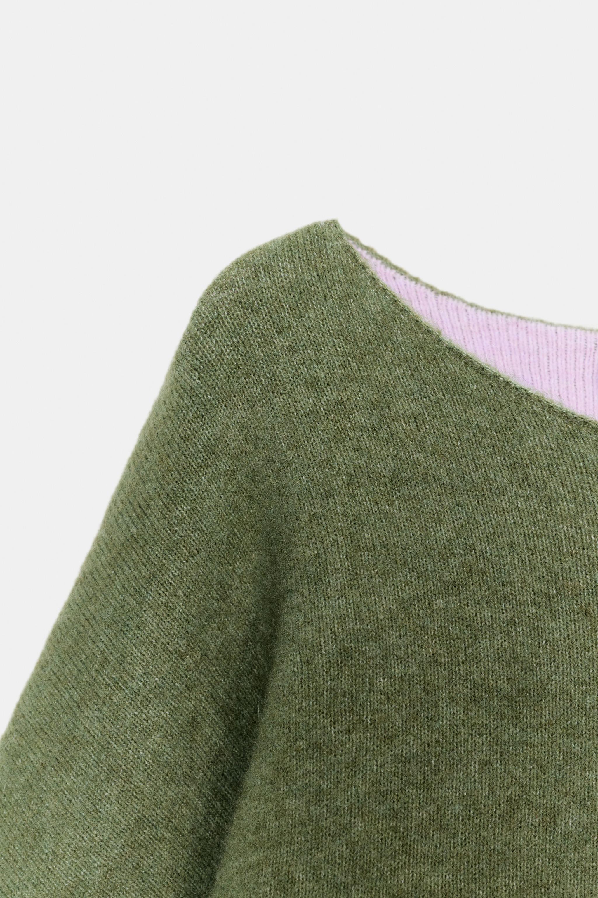 Zara - Combination Knit Jumper - Washed Green - S - Woman