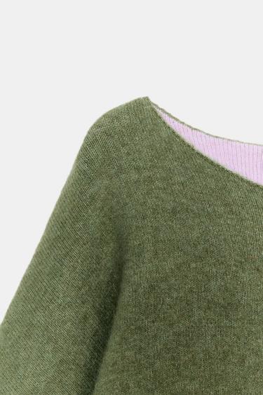 CONTRAST KNIT JUMPER - washed green by Zara - Image 7