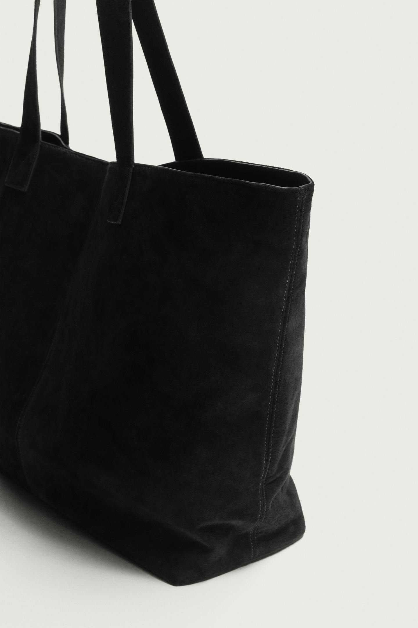 Мужская сумка Zara Leather Shopper Tote, цвет: Чёрный — фото 5