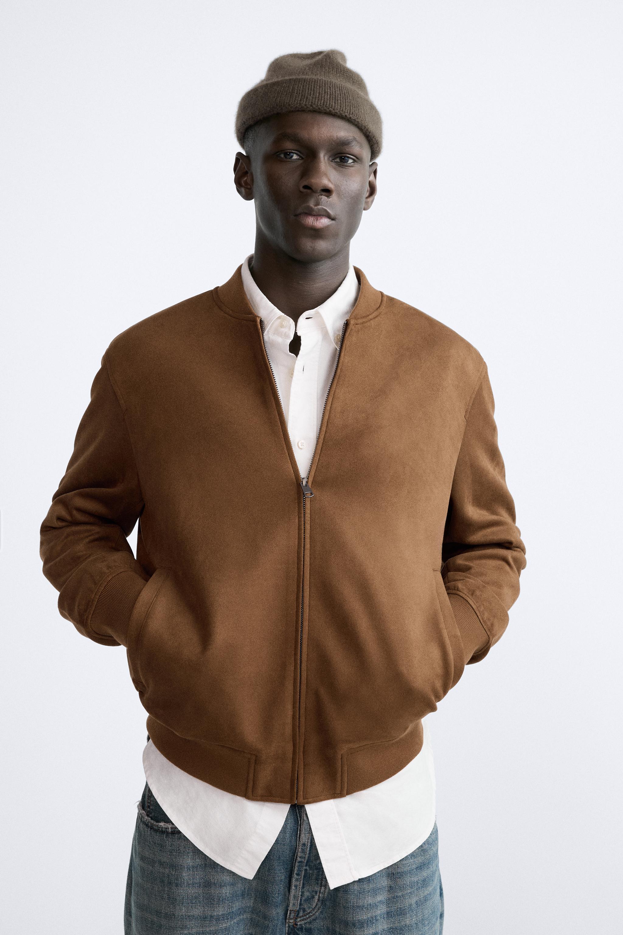 FAUX SUEDE BOMBER JACKET Stone ZARA United States