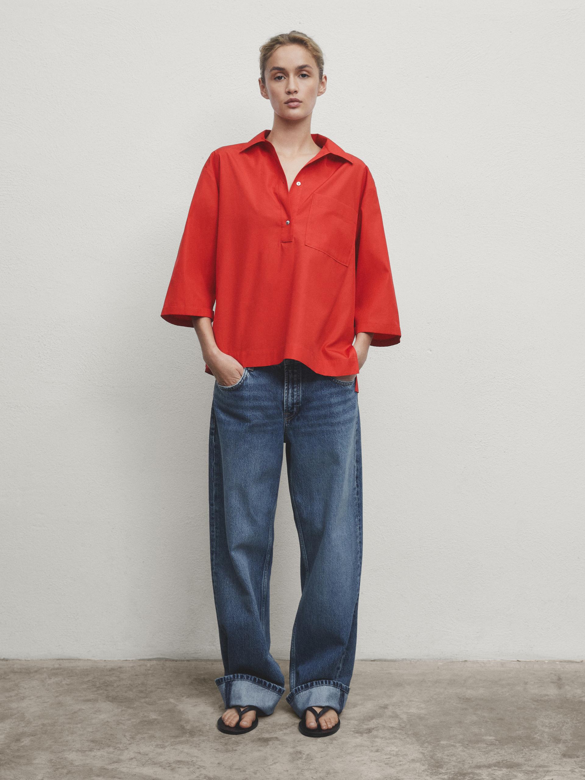 Polo collar shirt Red ZARA Canada