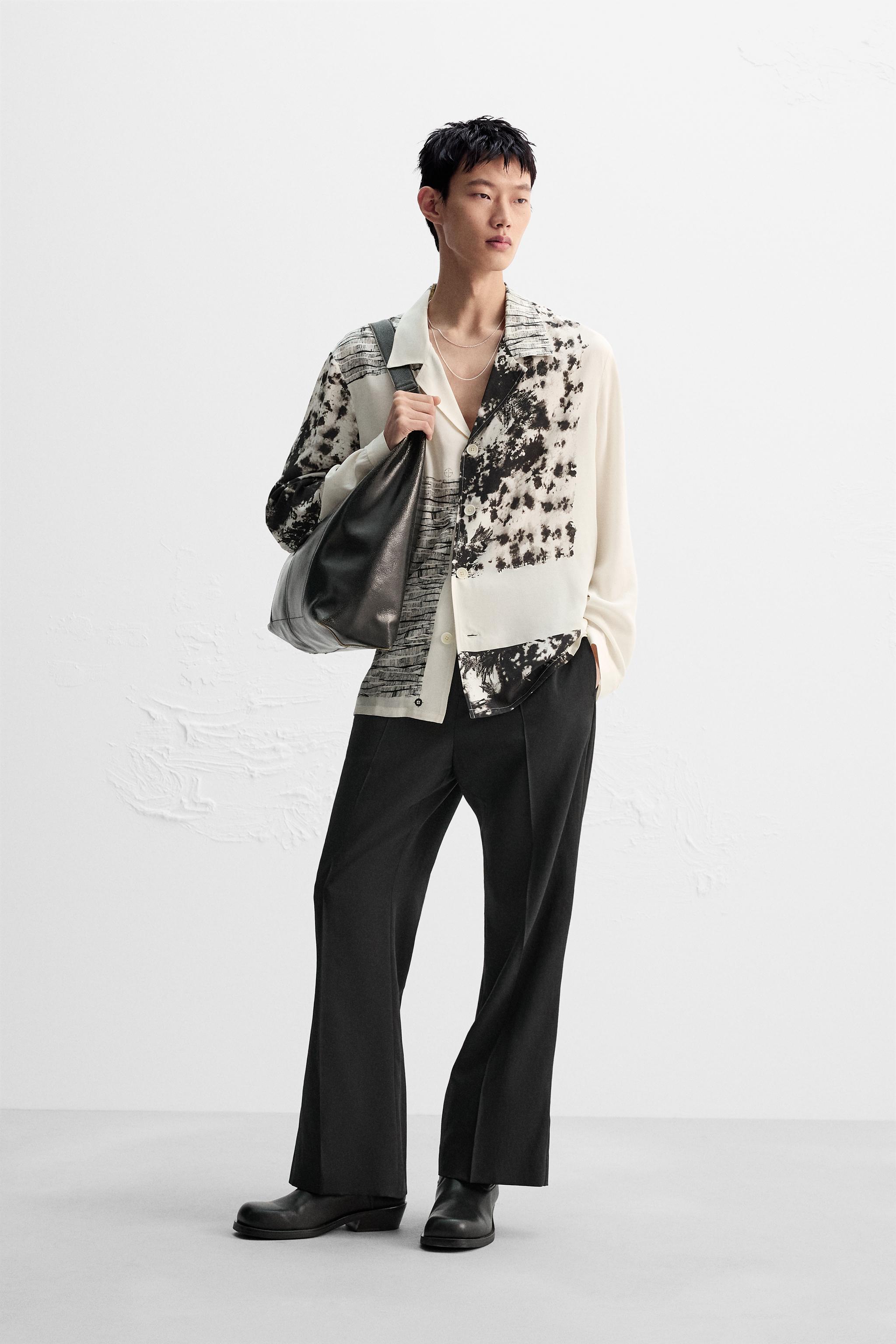 Zara outlet Abstract Face Print Draped Blouse