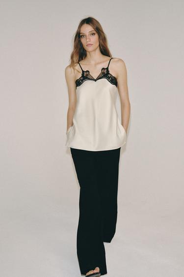 ZW COLLECTION CONTRAST LACE TOP - Ecru by Zara - Image 2