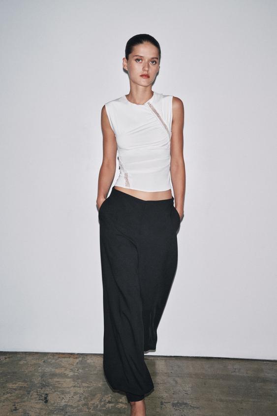 TOP EN DENTELLE POLYAMIDE - Écru de Zara - Image 0