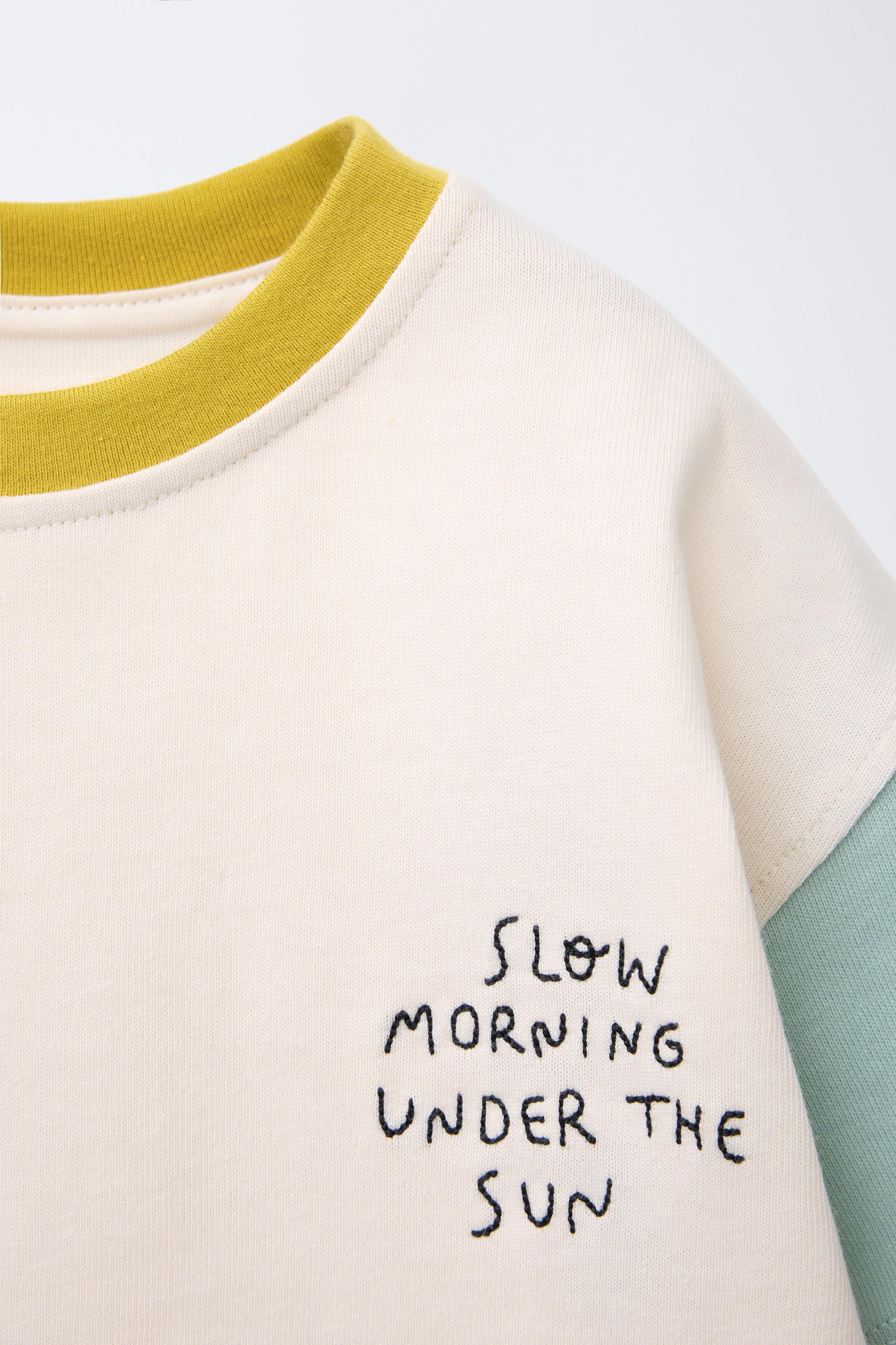 ZARA【NEW】COLOUR BLOCK EMBROIDERED T-SHIRT COLOUR BLOCK EMBROIDERED T-SHIRT - Yellow | ZARA United Kingdom