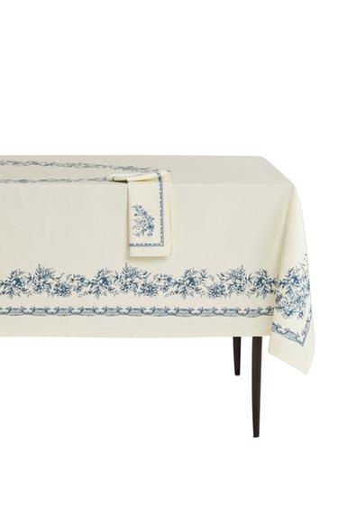 FLORAL SATIN TABLECLOTH - Blue by Zara