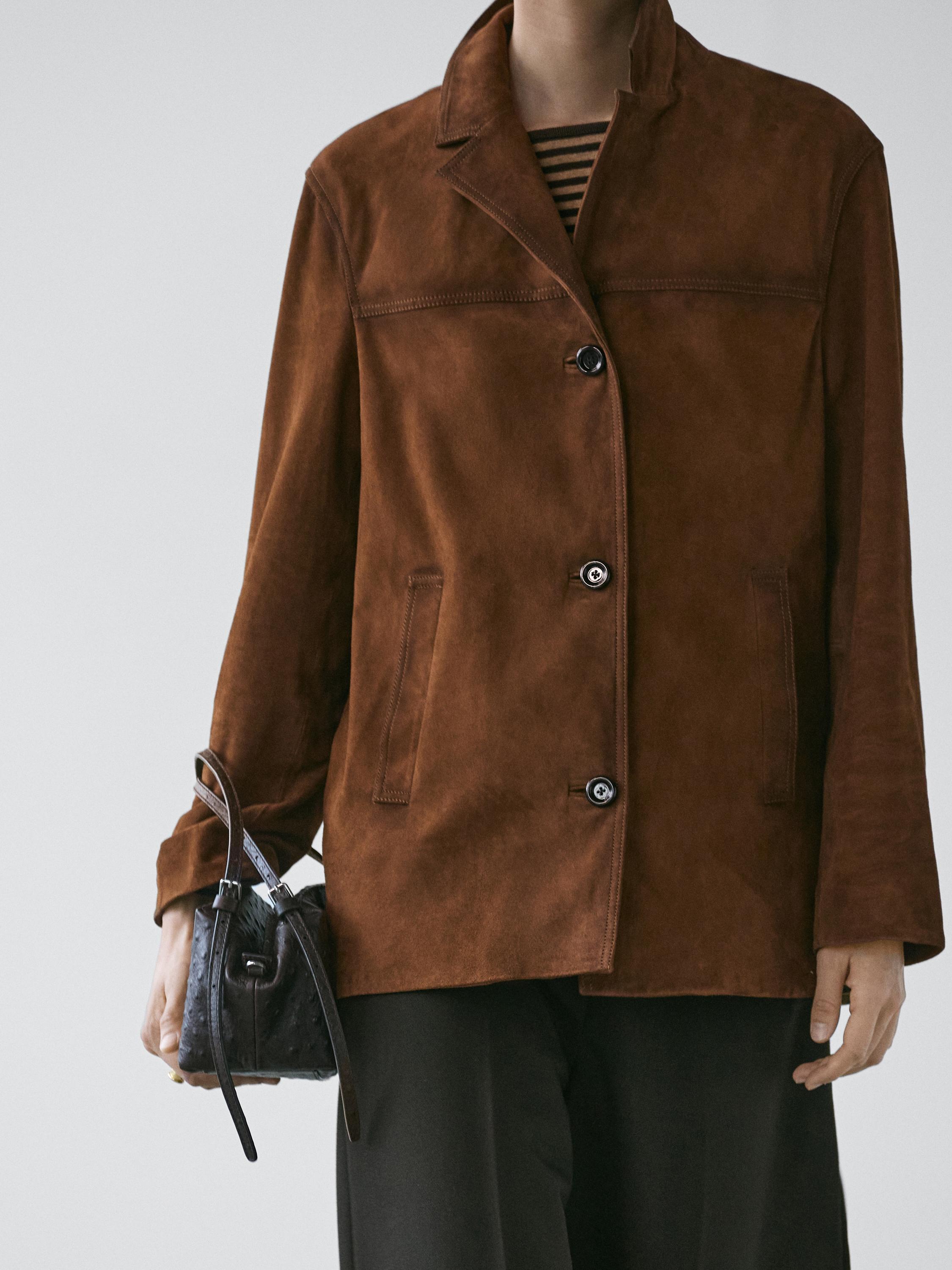 Blazer en 100% cuir de daim avec poches