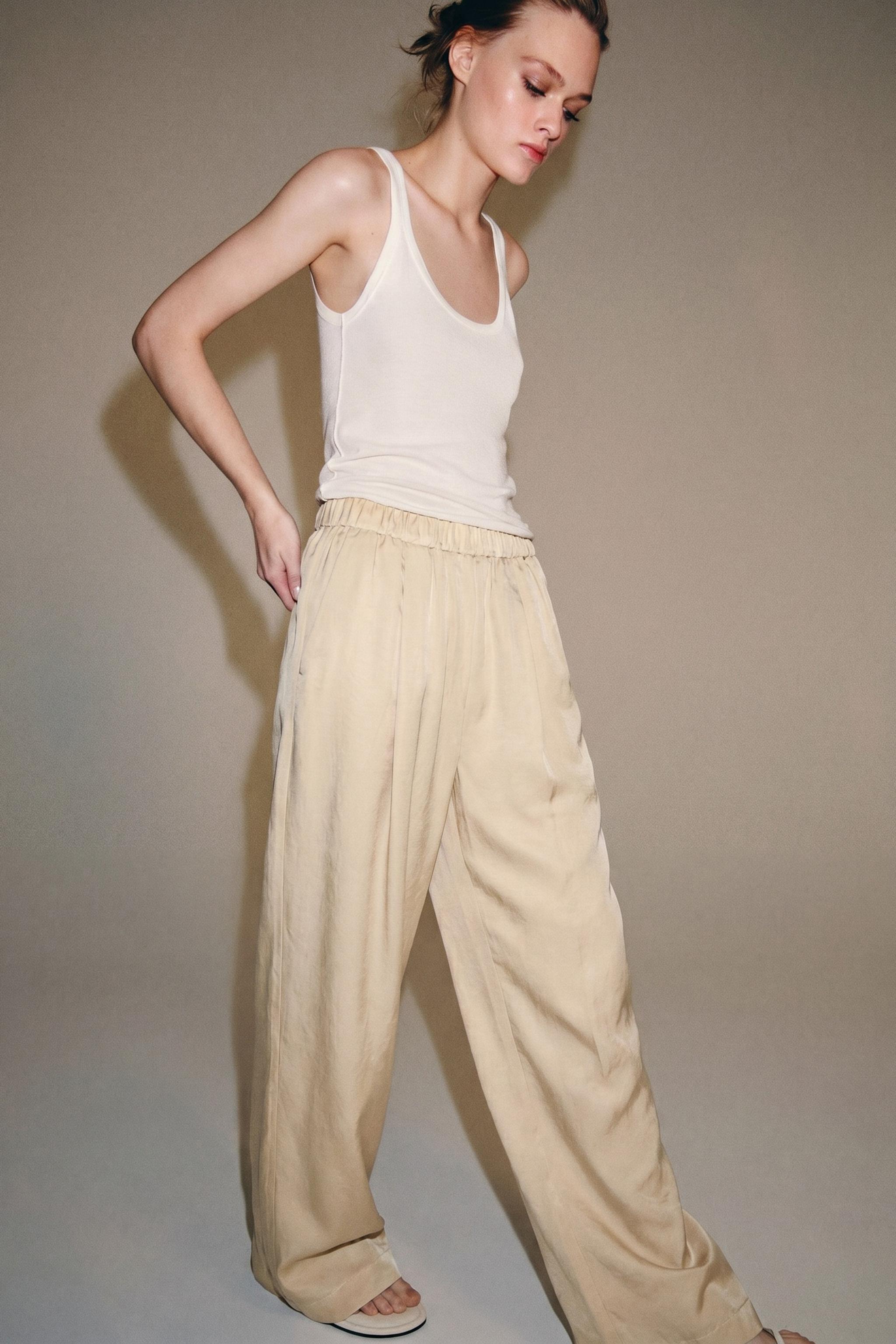 Женские брюки Zara ZW COLLECTION SATIN EFFECT BARREL PANTS