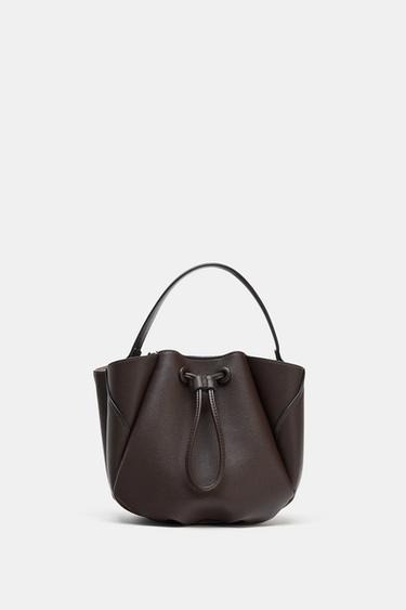 MINI BUCKET BAG WITH TOPSTITCHING - Brown by Zara
