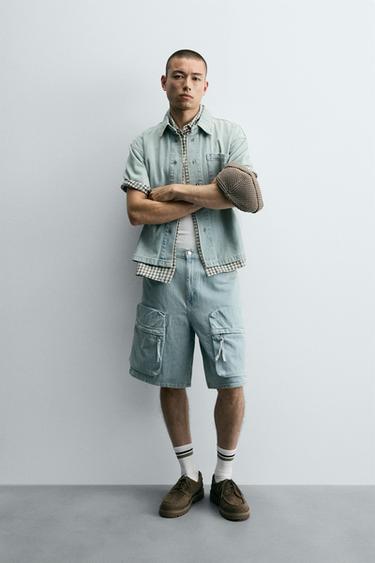 BERMUDA DENIM CARGO - Azul claro de Zara - Imagen 0
