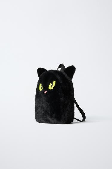 HALLOWEEN SHEEPSKIN CAT BACKPACK - Black by Zara - Image 1