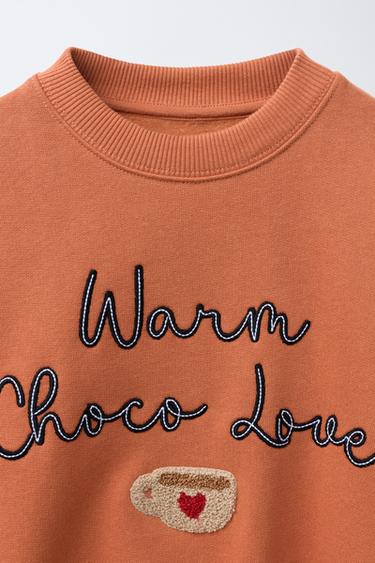 EMBROIDERED SLOGAN SWEATSHIRT - Brick by Zara - Image 2