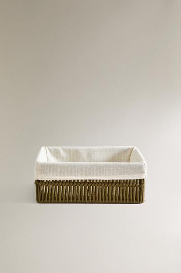 RECTANGULAR FABRIC INTERIOR BASKET - Khaki by Zara - Image 3