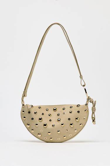 STUDDED SHOULDER BAG - Beige by Zara