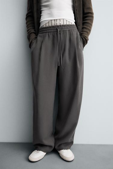 FLOWING TROUSERS WITH STITCHING - Dark grey de Zara - Image 4