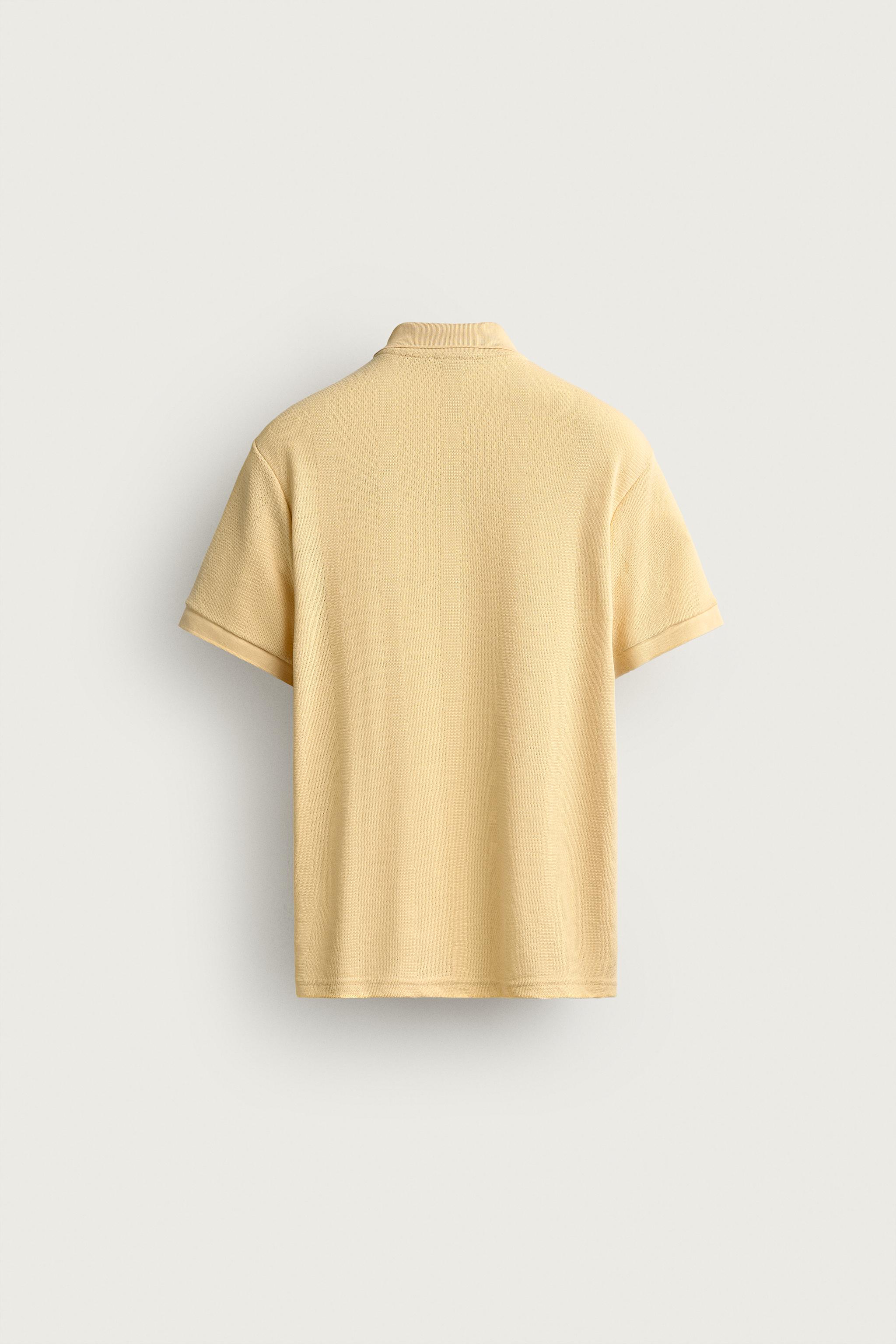 Zara ÇİZGİLİ JAKARLI REGULAR FIT POLO T-SHIRT görsel 8