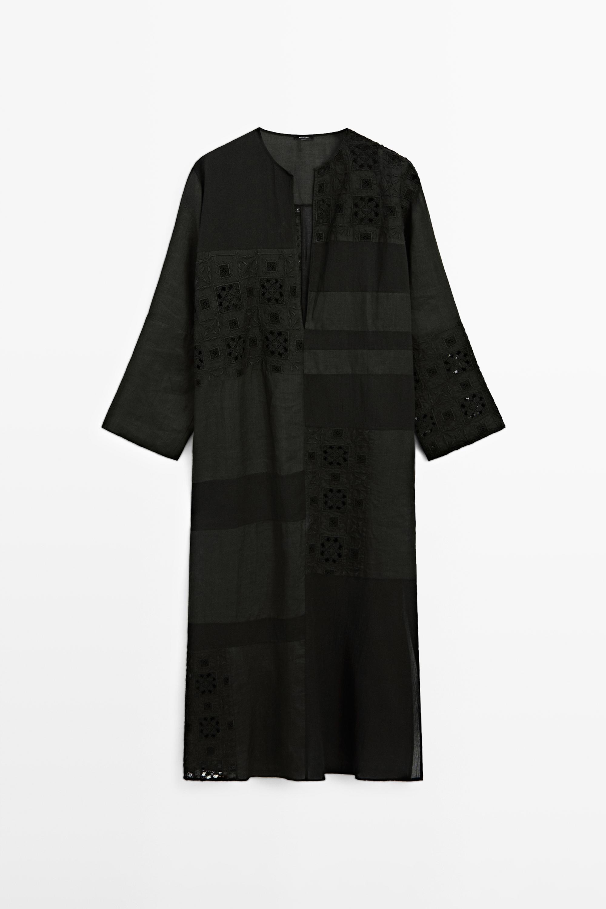 Flowing embroidered kaftan dress
