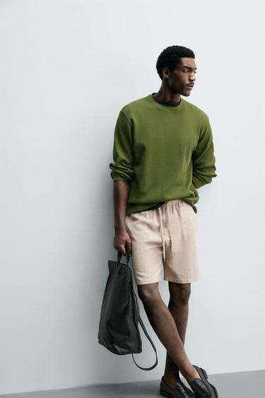 SHORT RELAXED FIT VISCOSE - LIN - Beige clair de Zara - Image 5