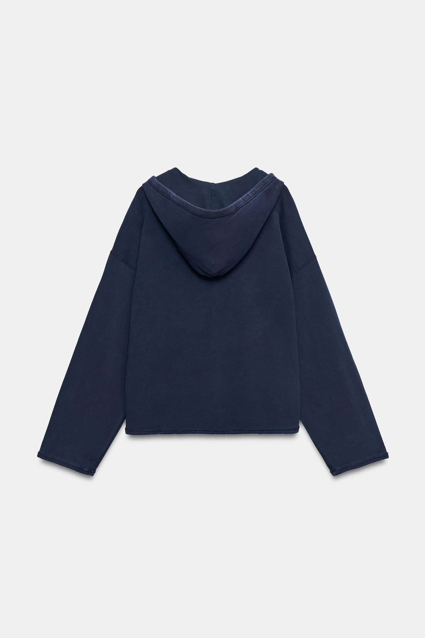 Женское худи Zara Washed Effect, цвет: Тёмно-синий — фото 6
