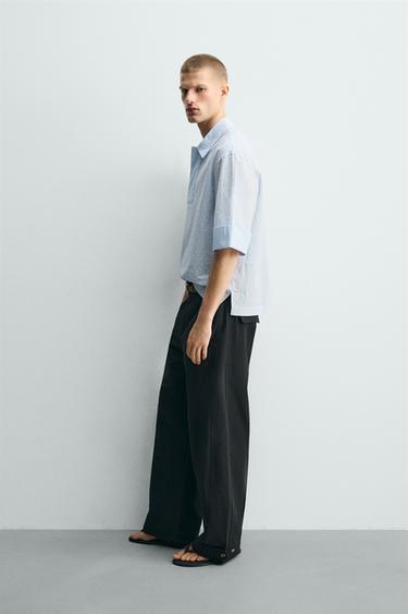 CHEMISE POLO COUPE BOXY TEXTURÉE - Bleu ciel de Zara - Image 3