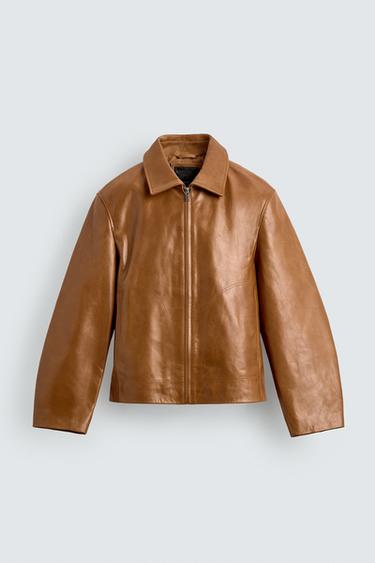 LEDERJACKE IN REGULAR FIT - Karamell von Zara