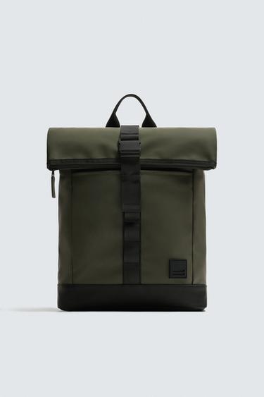 Zara RUBBERIZED TECHNICAL BACKPACK - Khaki Green
