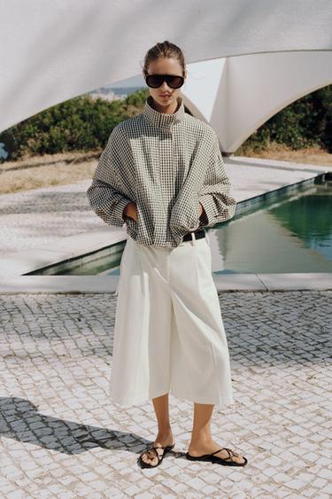 CHECK BOMBER JACKET - Black / Ecru by Zara