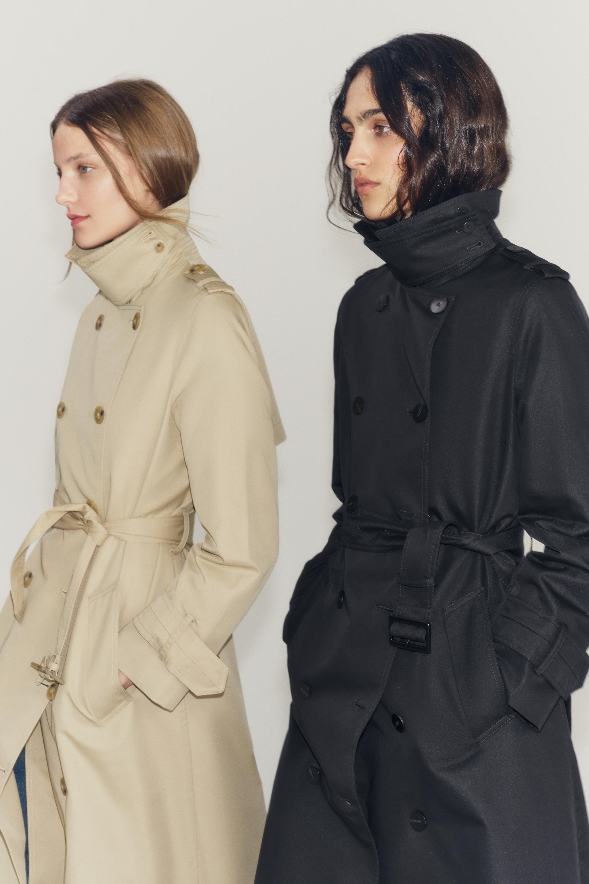 WATER-REPELLENT BELTED TRENCH COAT ZW COLLECTION — Black