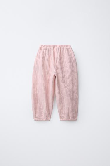 TEXTURED BAGGY TROUSERS - Light pink by Zara - Image 1
