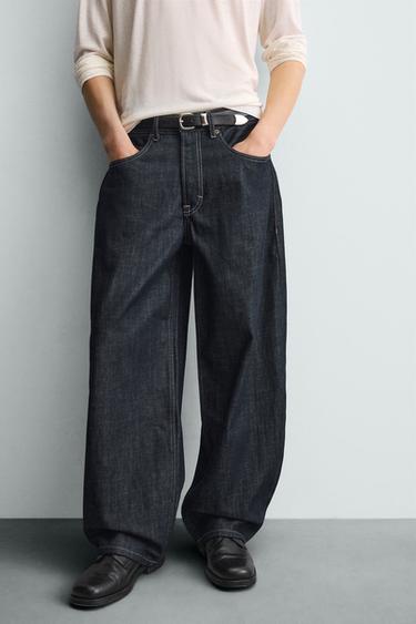 BALLOON FIT JEANS - Navy / White by Zara