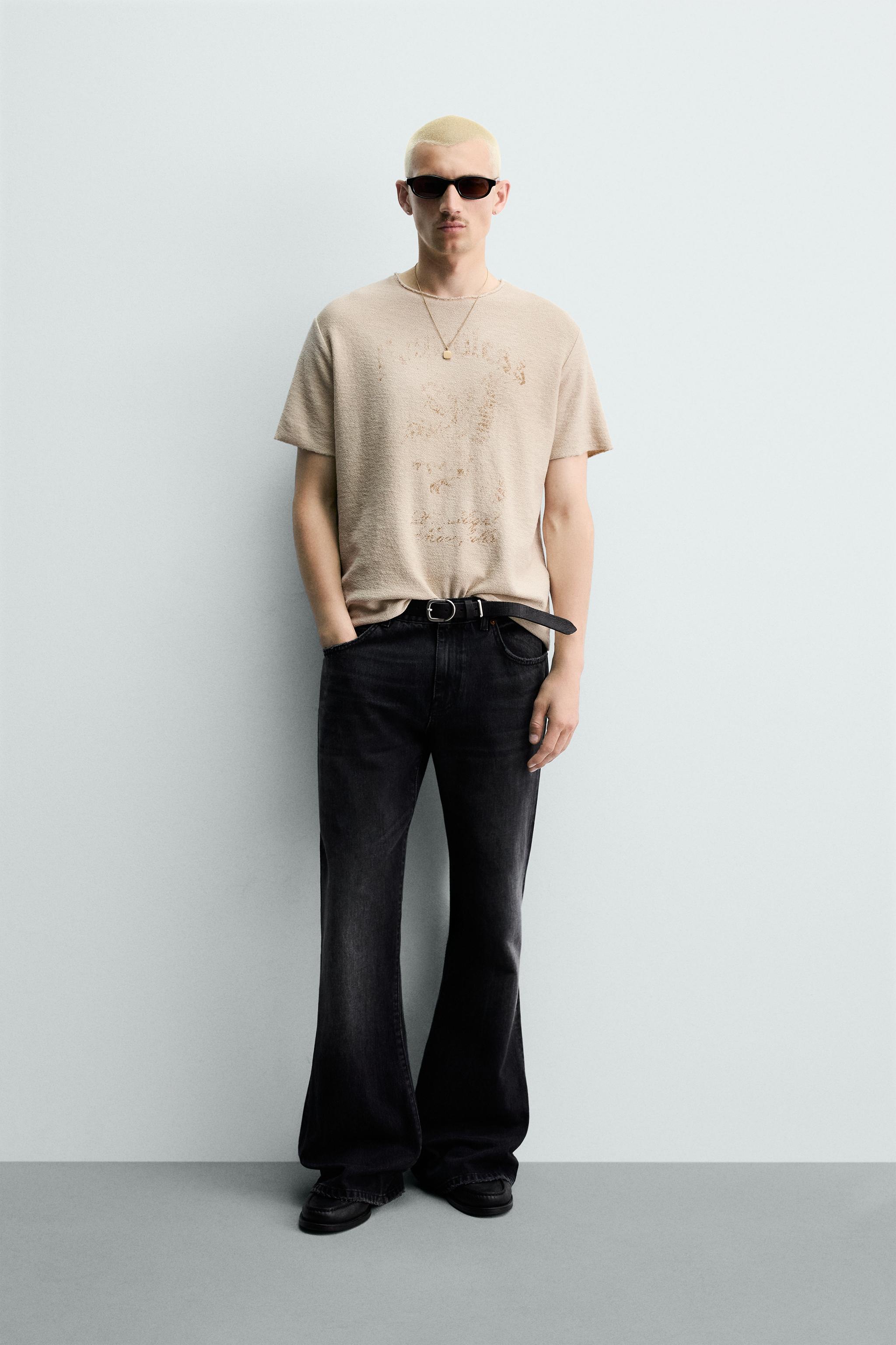 WASHED PRINT KNIT T-SHIRT - Ecru | ZARA United States