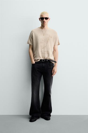 ФУТБОЛКА С ПРИНТОМ И ЭФФЕКТОМ ПОТЕРТОСТИ — ЭКРЮ от Zara — изображение 0