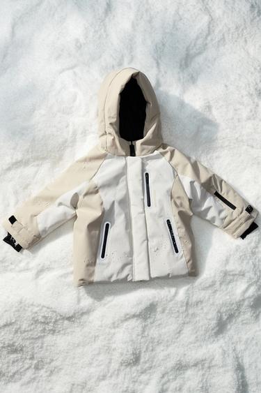 WATER-RESISTANT AND WINDPROOF COLOUR BLOCK JACKET - Ecru by Zara
