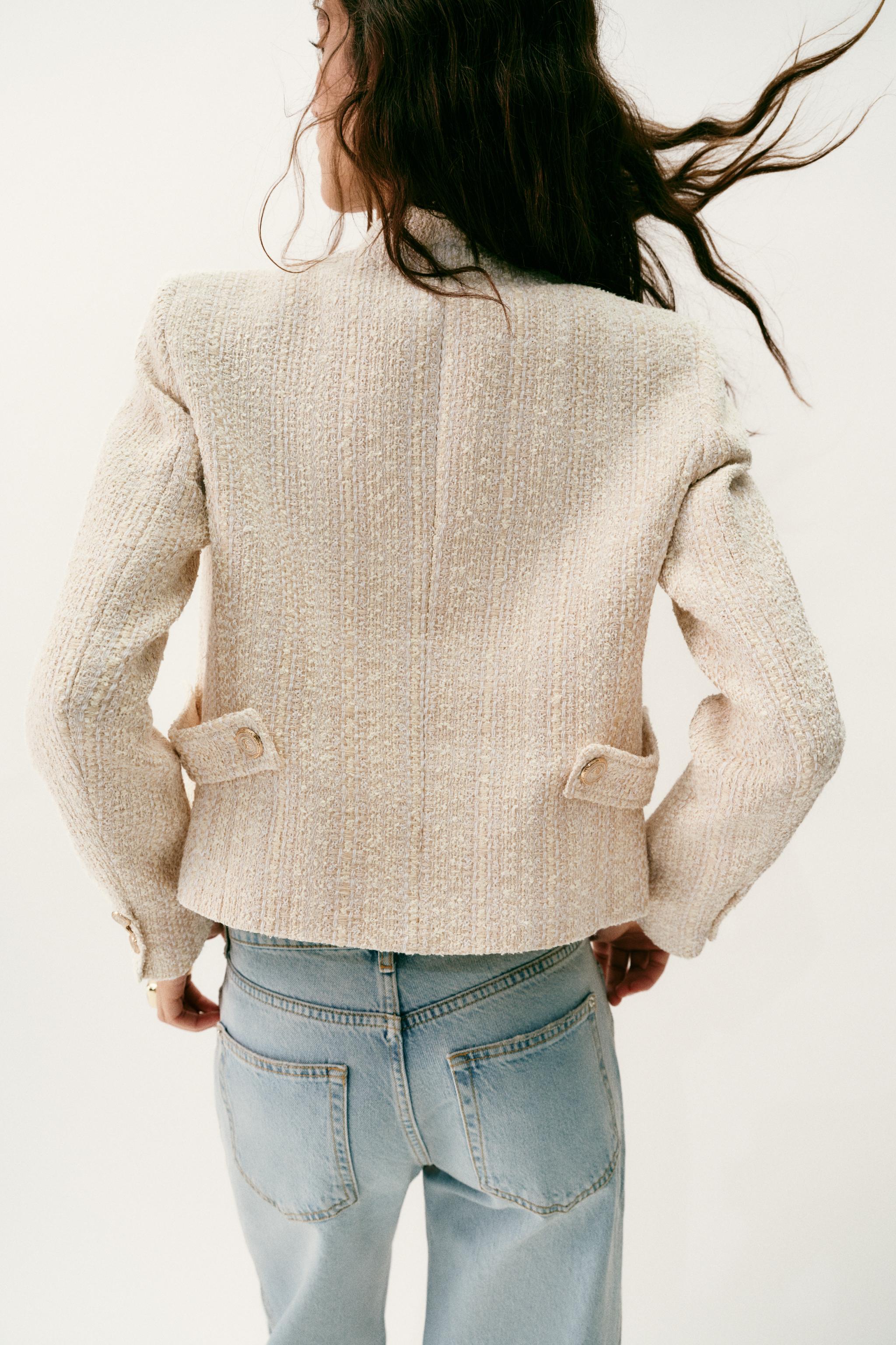 メタリック糸ショルダーパッドブレザー - エクリュ | ZARA Japan / 日本