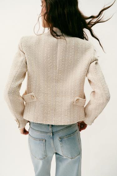 BLAZER STRUCTURÉ ÉPAULETTES FIL MÉTALLISÉ - Écru de Zara - Image 7