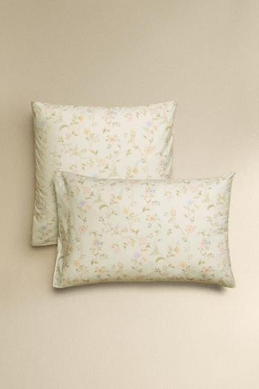 TAIE D’OREILLER IMPRIMÉ FLORAL - Vert d'eau de Zara