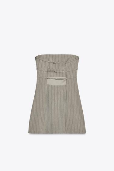 ROBE BUSTIER RAYURE BANQUIER - Gris foncé de Zara - Image 8