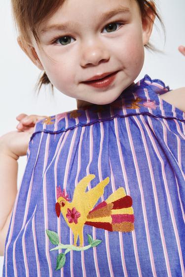 STRIPED AND EMBROIDERED BLOUSE AND BOTTOMS SET SISSEL EDELBO X ZARA KIDS - Bluish by Zara