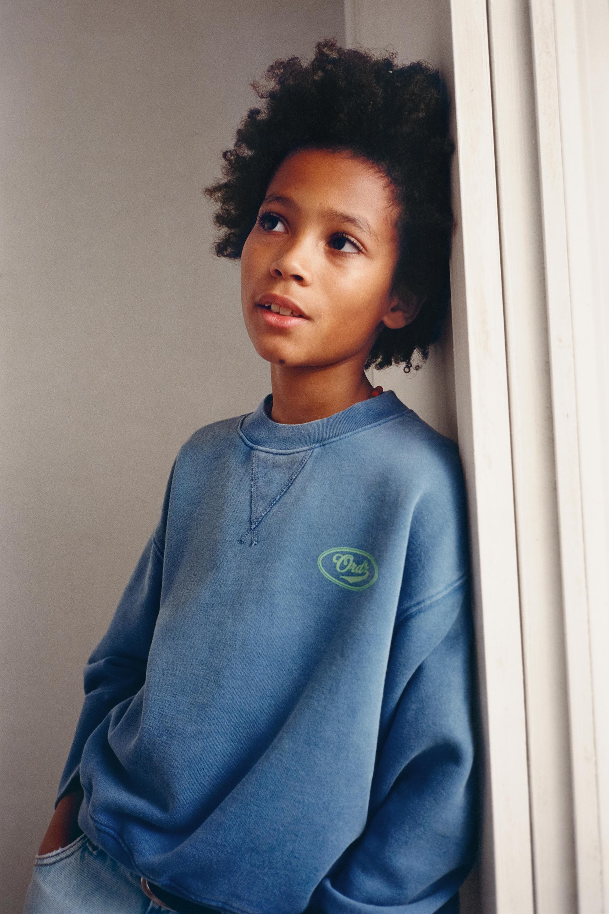 PLAIN LOGO PRINT SWEATSHIRT — Blue / White