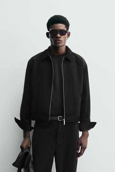 SAMT-OVERSHIRT MIT STRUKTURMUSTER - Schwarz von Zara