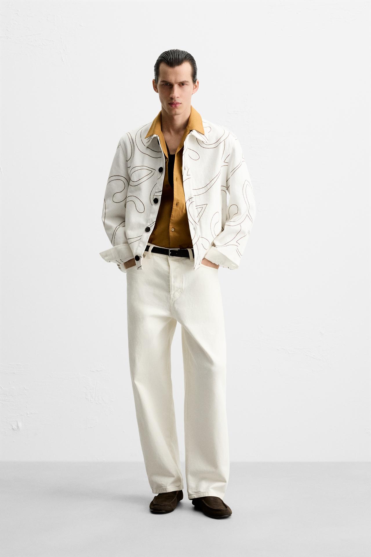 CONTRAST EMBROIDERY OVERSHIRT - White by Zara