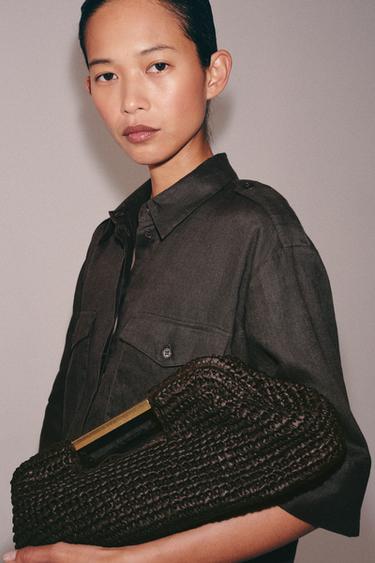 BRAIDED CLUTCH BAG - Brown by Zara - Image 0