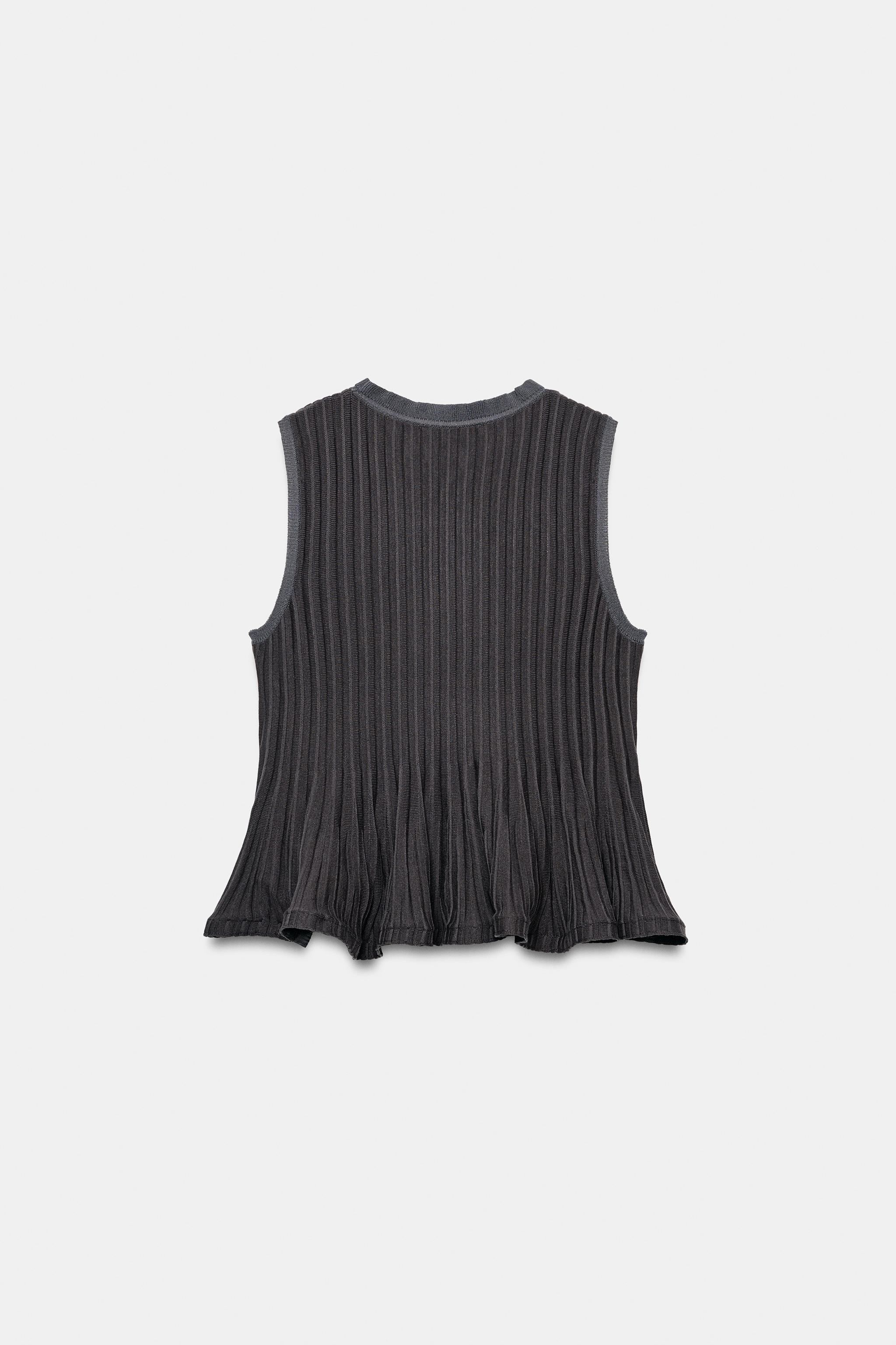 Zara DALGALI ALT KISIMLI RİBANA TRİKO TOP görsel 6