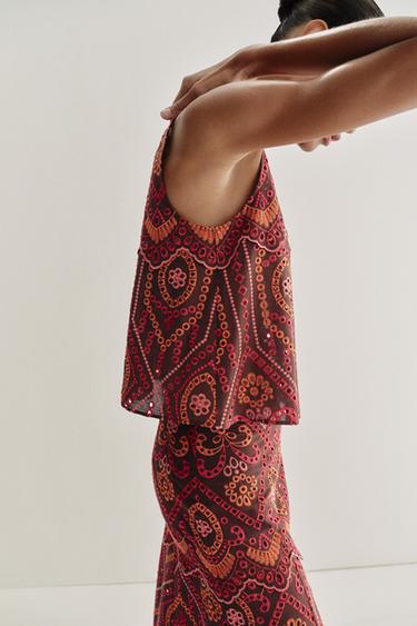 TOP À BRODERIES PERFORÉES - Multicolore de Zara - Image 3