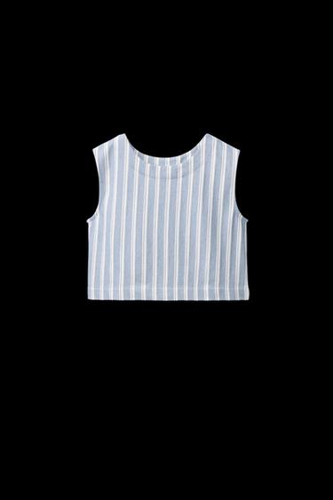 BOW DETAIL STRIPED T-SHIRT - Blue by Zara - Image 0