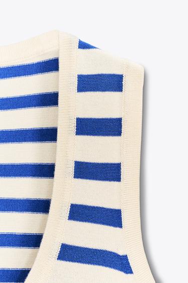 STRIPED KNIT TOP - Ecru / Blue by Zara - Image 4