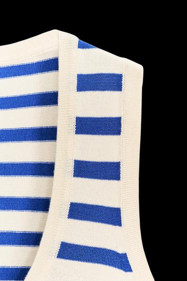 GESTREIFTES STRICKOBERTEIL - Cremefarben / Blau von Zara