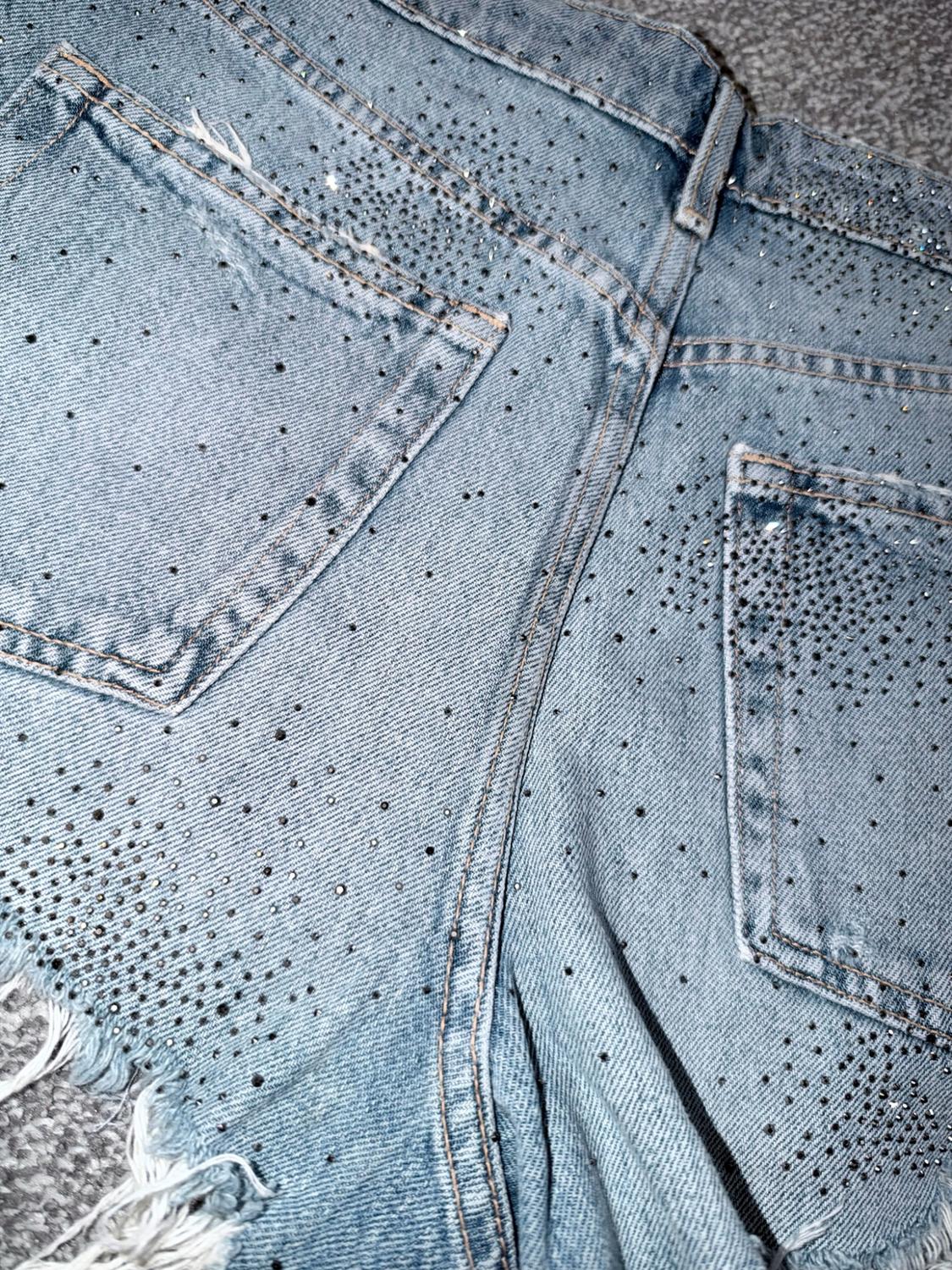 TRF HIGH-WAISTED CURVED DENIM SHORTS - Image 6