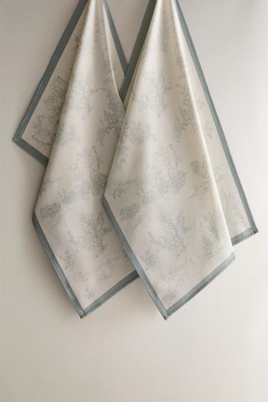 PACK OF TOILE TEA TOWELS (PACK OF 2) - Greenish by Zara